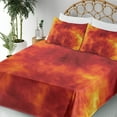 thumbnail image 3 of Ambesonne Orange Fitted & Top Sheet Set with Shams, Heat Design Illustration, Orange and Yellow, 3 of 5