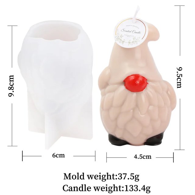 Molde de silicona de muñeca sin rostro de Gnomo de Navidad, fabricación de velas de Santa Claus DIY, molde de yeso de resina, decoración del hogar de Navidad, regalo de Navidad