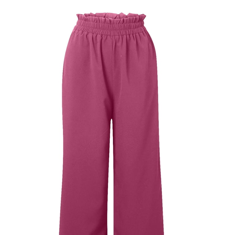 YUNAFFT Yoga Pants for Women Clearance Plus Size Women Casual Solid Cotton  Linen Drawstring Elastic Waist Long Wide Leg Pants 