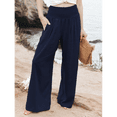 thumbnail image 4 of Women Linen Palazzo Pants Navy Blue M, 4 of 7