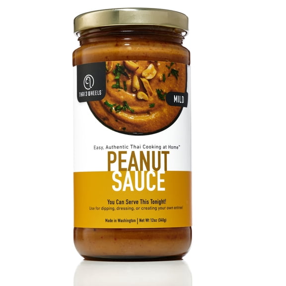 THAI 3 WHEELS, THAI PEANUT SAUCE (1 PACK), No Preservatives, No Artificial Colors or Flavors, Gluten Free, Authentic Recipe, Healthy Ingredients, Easy to Use