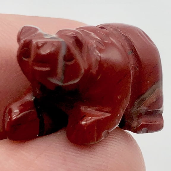 Brecciated Jasper Hand Carved Bear Animal Figurine | 13x18x9mm | Red | 1 Figurine