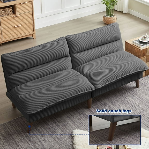 Pingliang Home Modern Futon Adjustable Backrests Convertible Sofa Bed 2-Seat Loveseat,Dark Gray