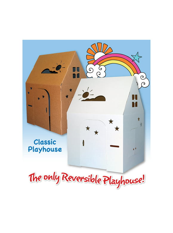 Easy Playhouse Classic Cardboard Arts & Crafts Playhouse for Indoor/Outdoor Use, Children Ages 3+