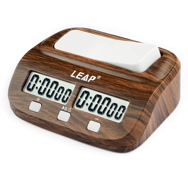 Reloj de ajedrez LEAP con temporizador digital profesional, aspecto de madera