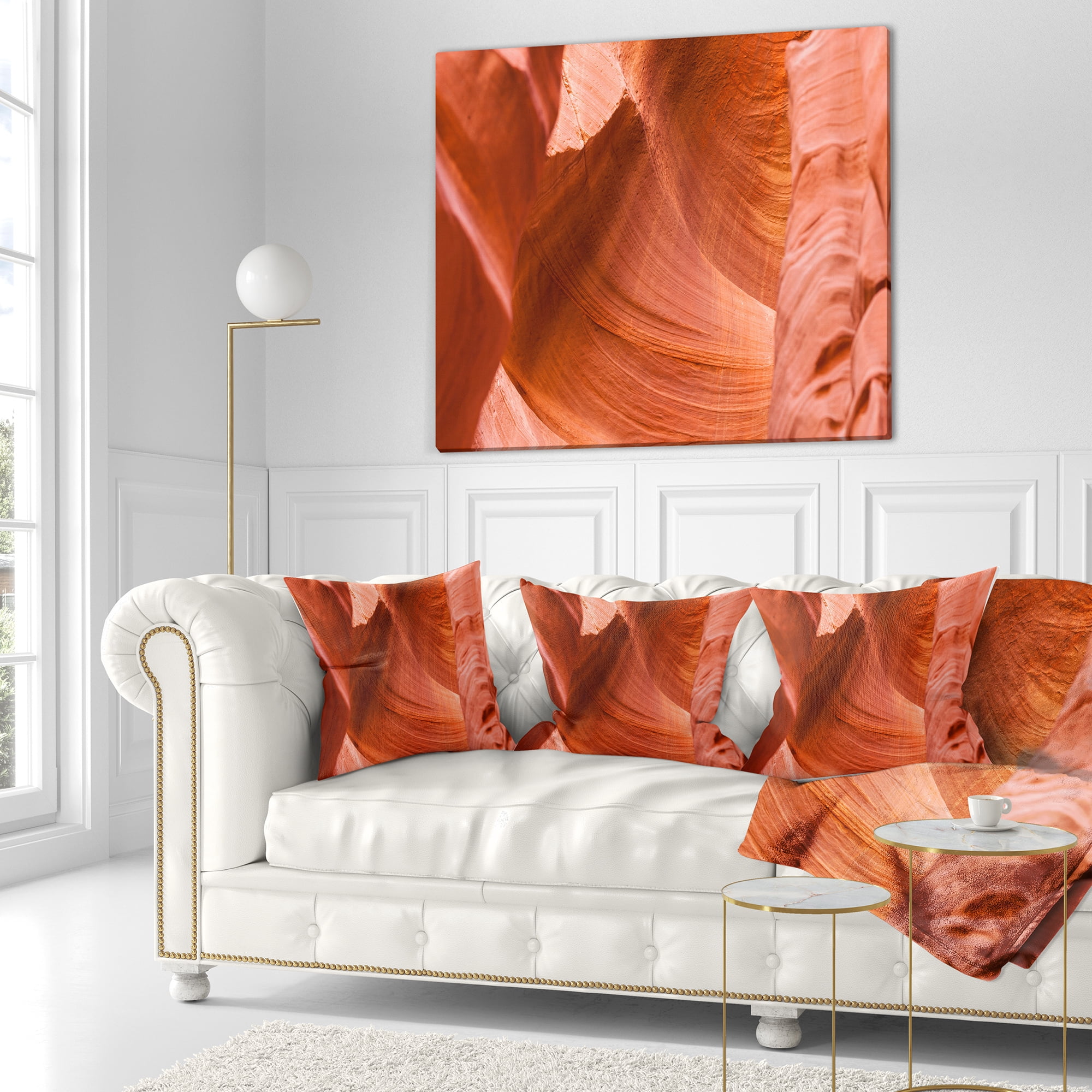 Designart Antelope Canyon Details - Landscape Photo Throw Pillow - 18x18