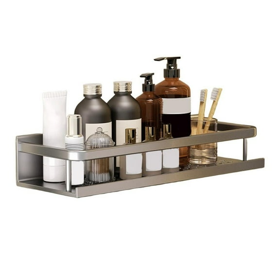 No-Drill Space Aluminum Bathroom Shelf: Stylish Wall-Mounted Organizer!