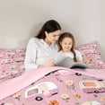 thumbnail image 5 of Catabedysis Floral Camping 7-Piece Twin Bedding For Girls,Vintage Camper Pattern Bedding Comforter Set,Pink White,Pink Reversible, 5 of 7