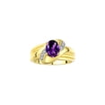 thumbnail image 1 of RYLOS Bagues pour Femmes Bague en Or Jaune 14K Pierre Précieuse Ovale 9x7 mm et Diamants Design Classique Améthyste de Février Bijoux pour Femmes Taille 8, 1 of 7
