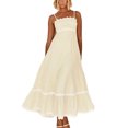 thumbnail image 1 of Bellella Robe d'Été de Plage pour Femme, Robe Maxi Bohème à Bretelles Spaghetti, Ample, Sans Manches, Évasée, Jaune, G, 1 of 4