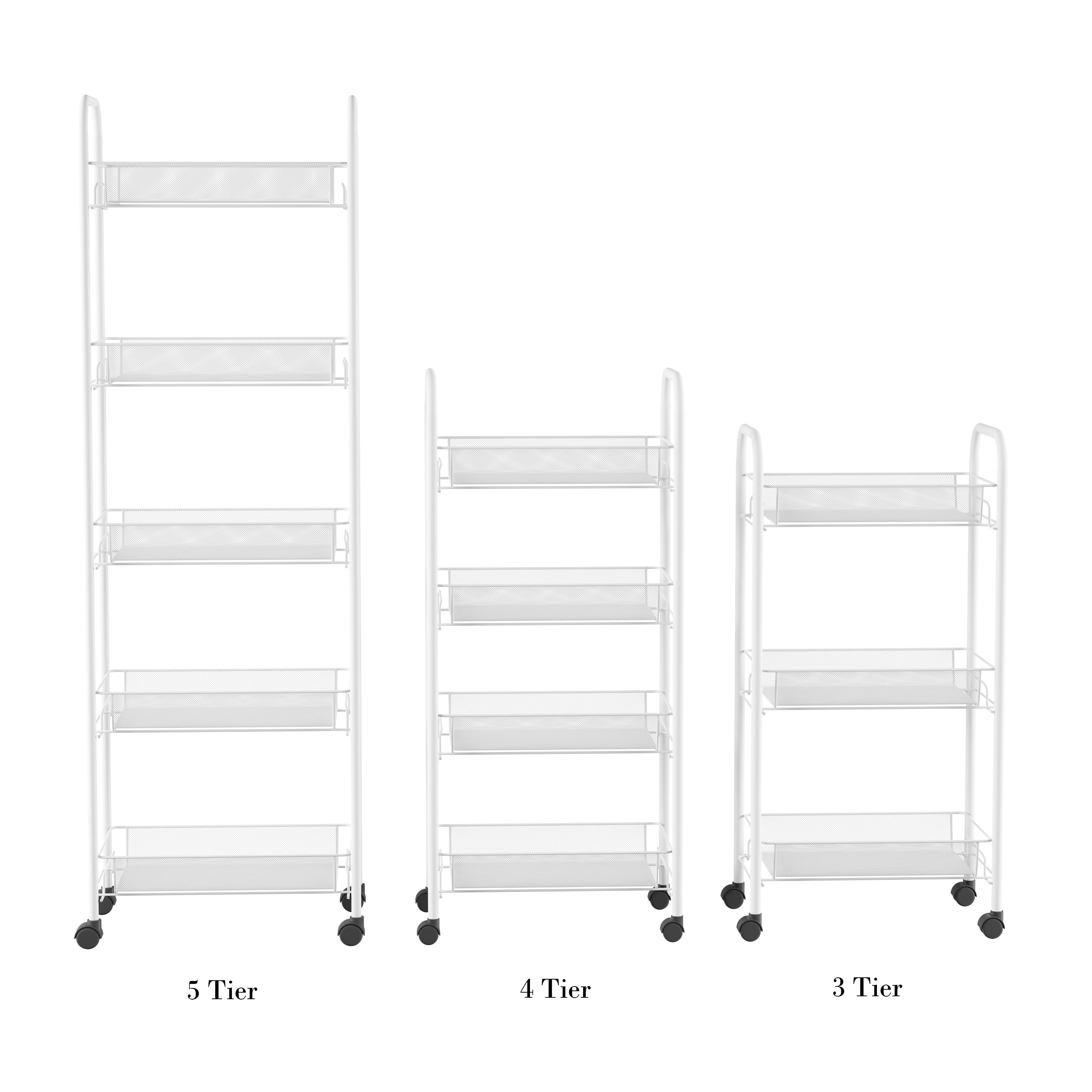 3-Tiered Narrow Rolling Storage Shelves - Mobile Space Saving Utility Organizer Cart for Kitchen, Bathroom, Laundry, Garage or Office by Lavish Home