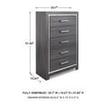 thumbnail image 4 of Bowery Hill Contemporary 5-Drawer Engineered Wood Chest in Gray, 4 of 5