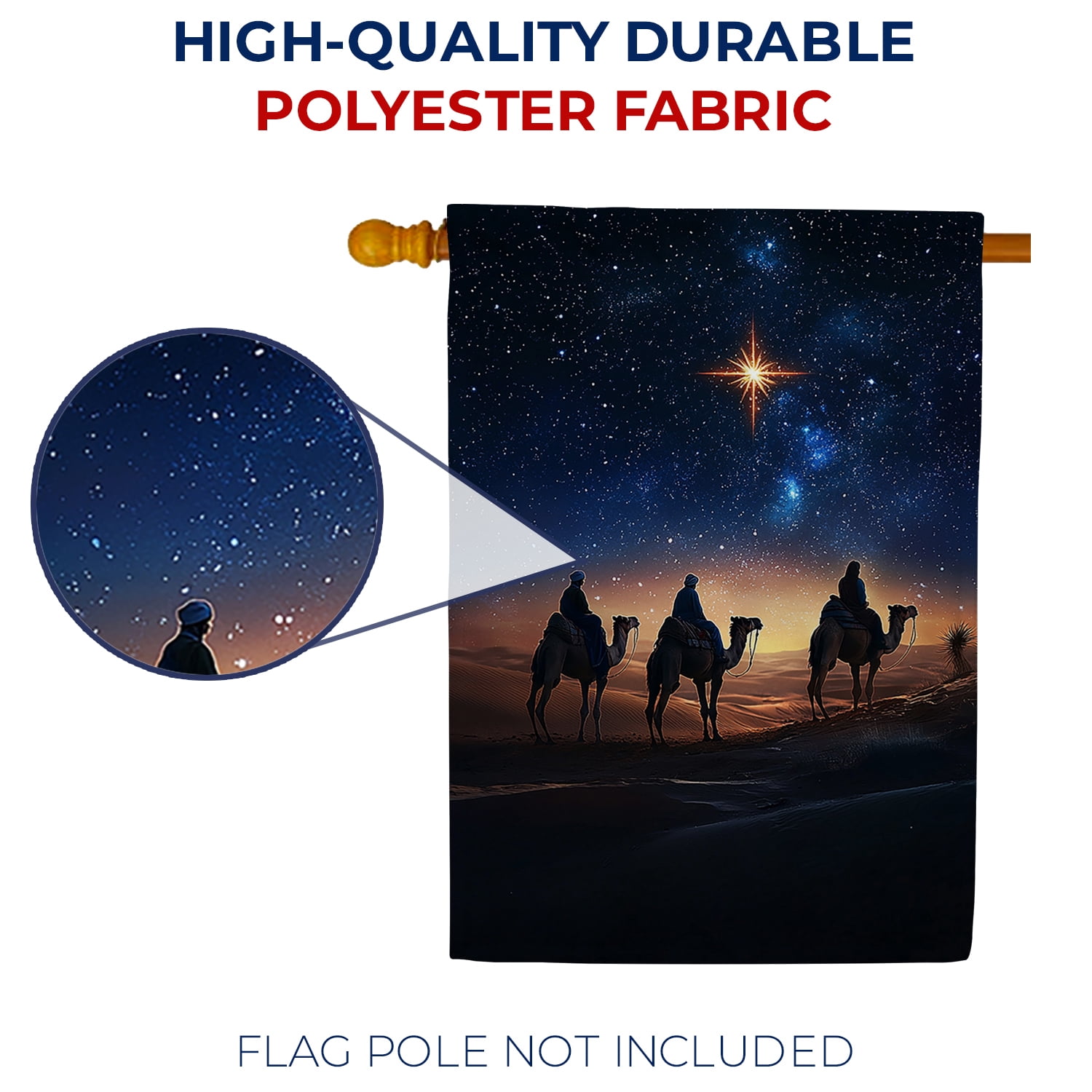America Forever Three Wise Men House Flag, 28 x 40 inch Double Sided, Christmas Nativity Banner, Star of Bethlehem Religious Outdoor Decor, Spiritual Holiday Outside Decorations Yard Flag