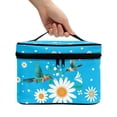 thumbnail image 3 of HELLHERO Cosmetic Bags Cosmetic Bag Organizer Lightweitht Double Zipper Hand-Held Daisies Hummingbirds, 3 of 6