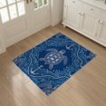 thumbnail image 3 of ODIKA 3'x5' Washable Accent Rug Pet Friendly, Non-Shedding Mat Nautical Border Ocean Wave Motif Scattered Symmetrical Animals Turtle Refined for Bedside, Nursery Room, 3 of 7