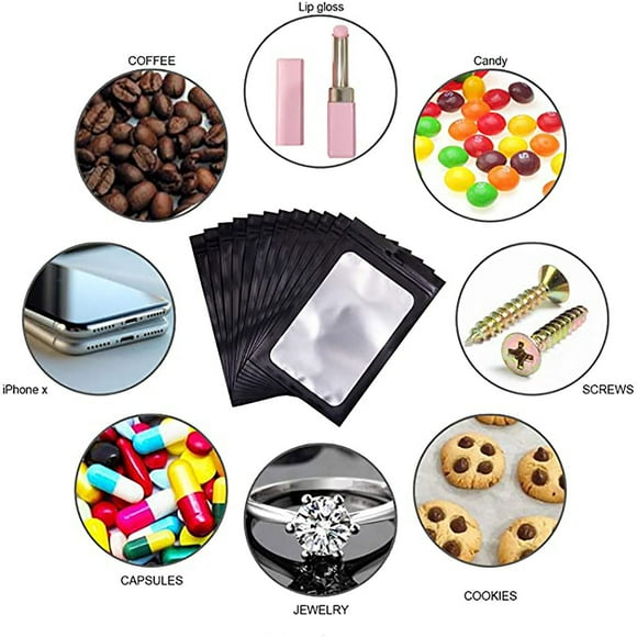 SMihono Closet Organizers and Storage for Clothes 100 Pieces Resealable With Aluminum Foil Pouch Smell Proof Bag For Food Storage Storage Trunks and Bag