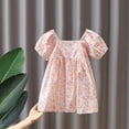 thumbnail image 4 of vdgthytj Toddler Baby Girls Summer Dresses Cute Bowknot Floral Print Puff Short Sleeve Casual Beach Sundress 2-7 Years, 4 of 4
