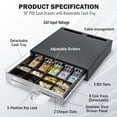 thumbnail image 2 of Cash Drawer \uD Cash Register POS Cash Drawer Box Stainless Steel with Adjustable Bill/ Coin Tray for Canadian Money Compatible for All POS System Printers, 2 of 9