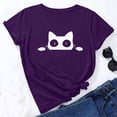 thumbnail image 1 of Hauts Mignons pour Femmes Tendance Sortie Été T-Shirt Chat à Manches Courtes T-Shirt Basique à Col Rond T-Shirt Confortable Doux, 1 of 4