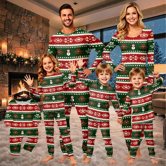 Lvotionpl Match Family Christmas Pjs, Matching Christmas Pajamas Long Sleeve Top & Pants Set Matching Holiday Family Pajama Xmas Sets