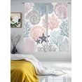 thumbnail image 3 of Ocean Classic Art Sheer Curtains 72 Inches Long 2 Panels Watercolor Starfish Coral Shell Light Filtering Semi Sheer Window Curtains Drapes for Bedroom Living Room 52"x72", 3 of 7