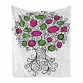 thumbnail image 1 of Tree of Life Soft Flannel Fleece Blanket, Ornate Tree with Curving Roots and Branches Colored Fruits Growing Home, Cozy Plush for Indoor and Outdoor Use, 70" x 90", Pink Green Black, by Ambesonne, 1 of 5