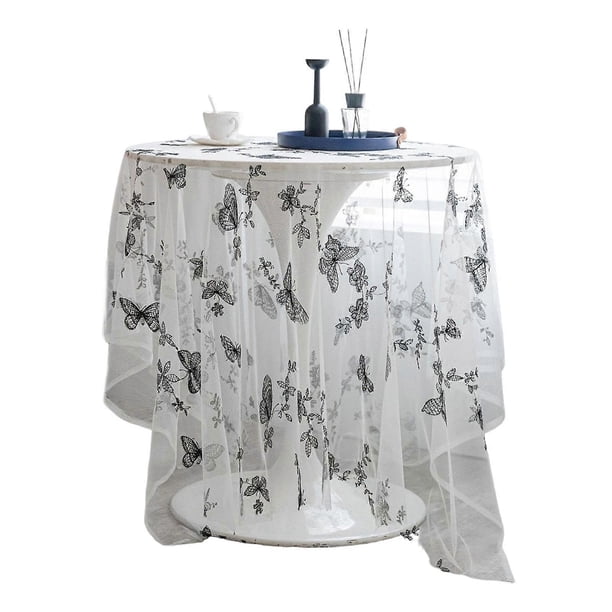 Practical Lace Embroidered Tablecloth For Everyday Use Crafted Of Polyester Fabric Elegant Designs Resistant To Stains Multicolor