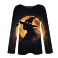 thumbnail image 5 of thefmos Women's Round Neck Halloween Print Top Long Sleeve Solid Color Casual Pullover Fashion Fall Winter Outfit, Multicolor 2XL, 5 of 6