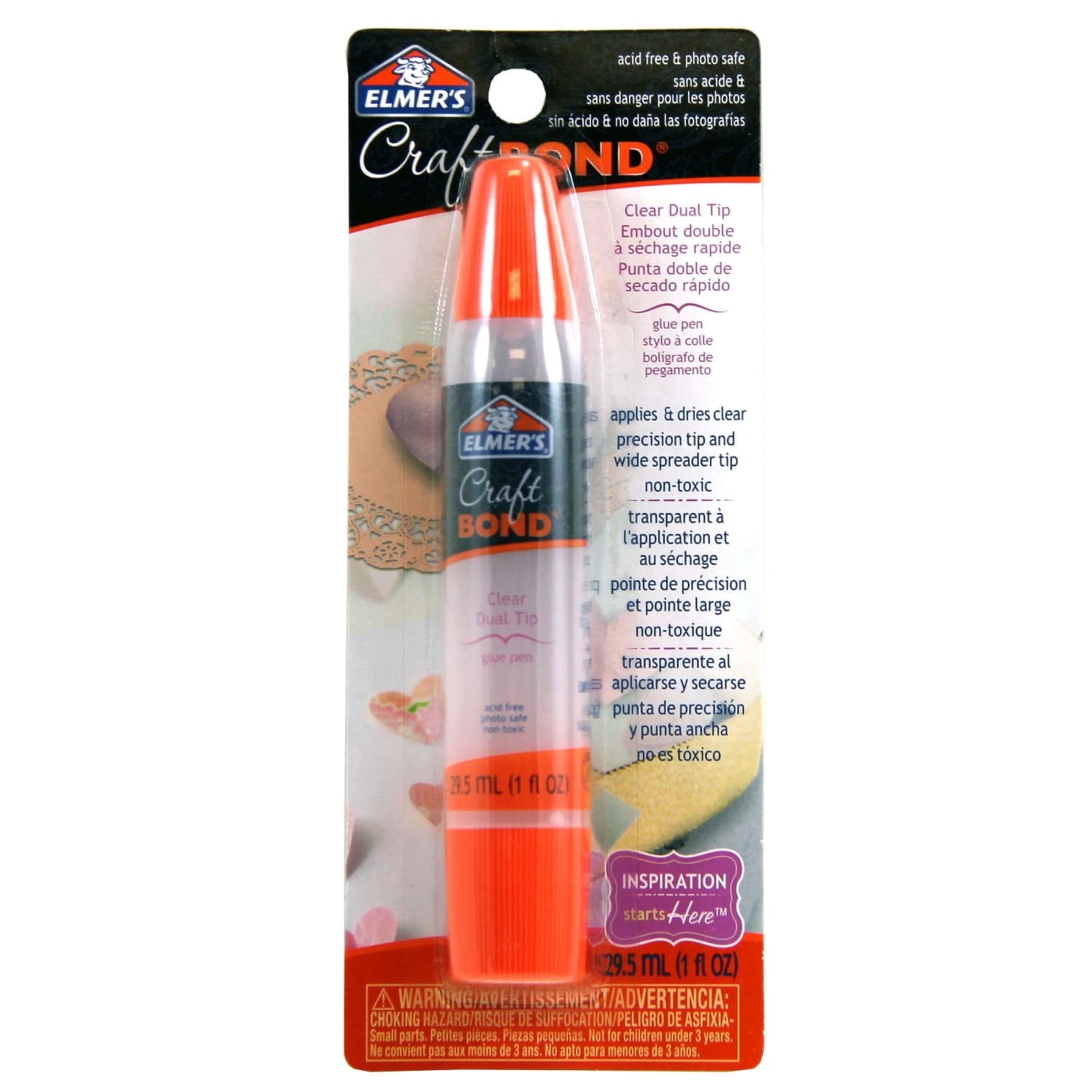 (3 pack) Elmer's Craft Bond Dual Tip Glue Pen, Clear, 1 Tube, Size 1 oz.