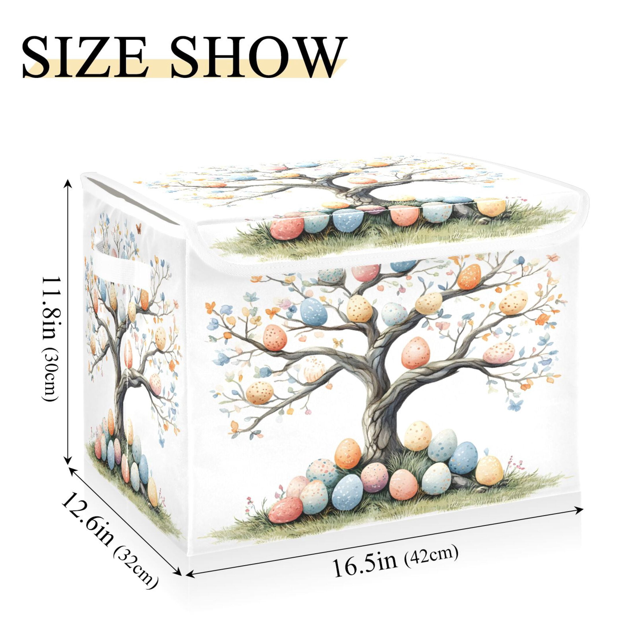 Ryvnso Easter Eggs Tree Large Lidded Foldable Storage Baskets Cubes Boxes Lids Bin for Home