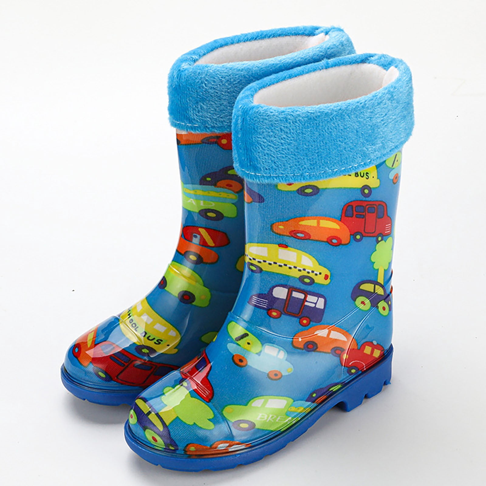 Gelikeya Rain Boots for Boys Light Up Fashion Cool Rainboots Children's Footwear (Blue, Size 6-6.5 Years)