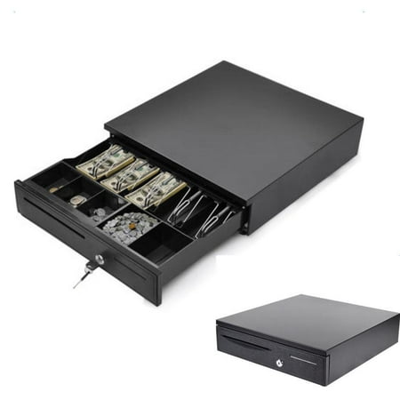 Locking Steel Cash Drawer (Ktaxon Portable 5 Bill 5 Coin Tray Cash Register Till Lockable Money Drawer Box System Works Compatible Epson / Star POS Printers with)