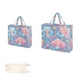 thumbnail image 3 of Corduroy Composite Fabric Tote Bag Magnetic Snap Large Capacity Crossbody Bag Beige Shoulder Strap Cute Little Mermaids, 3 of 8