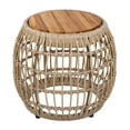 thumbnail image 3 of Christopher Knight Home Acacia Wood Outdoor Round Accent Side Table with Wicker Base, Light Brown, 3 of 9