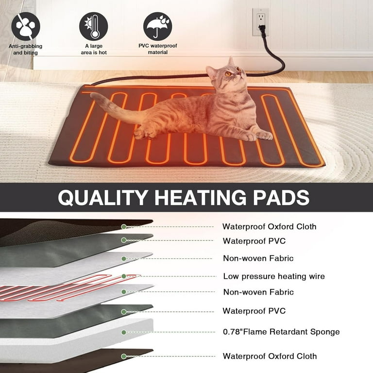 Heated Outdoor Cat House Insulated, 2-Story Outside Feral Cat Shelter with Weatherproof Roof and 2 Escape Doors, Kitty Condo with Heating Pad and Insulated Liner in Winter