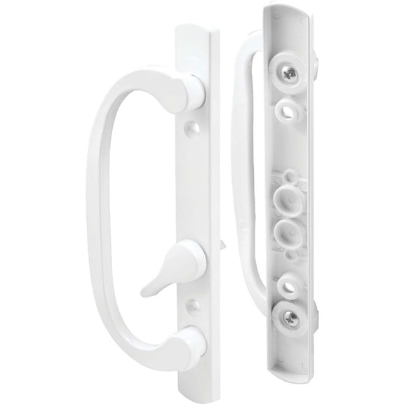 C 1280 |  Mortise Style Sliding Patio Door Handle Set - Replace Old or Damaged Door Handles Quickly and Easily – White Diecast, Non-Keyed, Fits 3-15/16 In. Hole Spacing (1 Set)