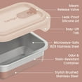 thumbnail image 6 of Bentgo MicroSteel Heat & Eat Container – Microwave-Safe, Leak-Proof, Easy-to-Clean, Lightweight Stainless Steel Reusable Food Storage with Airtight Silicone Lid (Snack Size; 2-Cup Capacity; Rose), 6 of 8