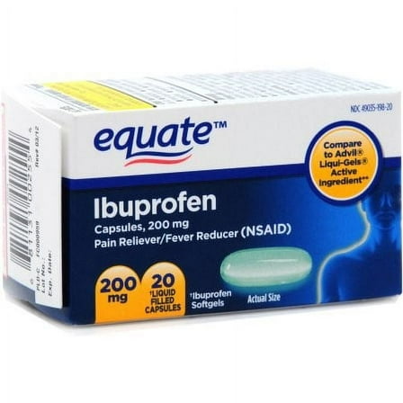 Equate Ibuprofen Softgels, 200 mg, 20 Count