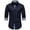 Navy, variant on WREESH Men's Trendy Dress Button Down Shirts Casual Patchwork Long Sleeve with Turn-Down Collar, Striped and Triangular Collar Color Blocking for a Stylish Statement Black