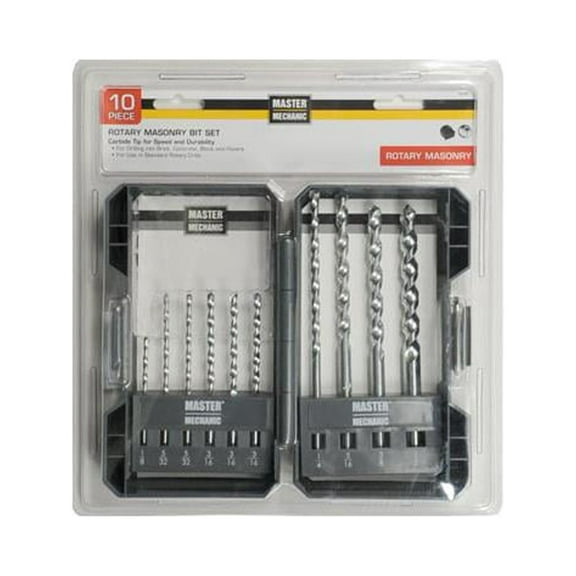 Master Mechanic 702595 10-Pc. Rotary Masonry Drill Bit Set - Quantity 1