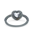 thumbnail image 3 of Black Tone, Simulated Cubic Zirconia Size-10 Heart Art Deco Multi Color Wedding Bridal Ring 925 Sterling Silver, 3 of 7