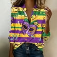 thumbnail image 5 of LEKWK Women's Mardi Gras Tops Leopard Glitter Print Button Down Blouses Dressy Casual Long Sleeve Lapel Neck Casual Work Office Outfits, 5 of 5