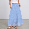 thumbnail image 2 of Maxi Skirts for Women, Boho Tiered Eyelet, Elastic High Waist A-Line, Summer Casual Flowy Beach Long Skirt, 2 of 4
