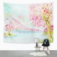 thumbnail image 2 of UFAEZU Colorful Beautiful Bright Watercolor Painting Landscapej Apanese with Sakura Wall Art Hanging Tapestry Home Decor for Living Room Bedroom Dorm 60x80 inch, 2 of 2