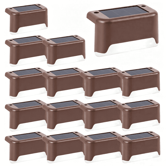 HIBIBUD Solar Deck Lights Outdoor,16 Pack Waterproof Led Solar Lights for Stairs,Step,Fence,Railing,Yard and Patio (Cool White) Waterproof Solar Lights