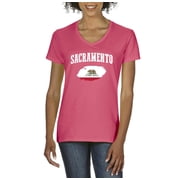 MmF - Womens T-Shirt V-Neck Short Sleeve, up to Women Size 3XL - Sacramento
