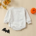 thumbnail image 6 of Bysome Halloween Onesie Baby Boy Girl Letter Pumpkin Print Romper Long Sleeve Crew Neck Grey Comfortable Casual Fall Winter Halloween Onesies For Baby Size 0-3 Months, 6 of 6