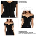 thumbnail image 5 of Women Off Shoulder Top Short Sleeve Tie Front T Shirt Blouse for Daily Dating Shopping Travel Black XL, 5 of 6