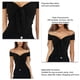 thumbnail image 5 of Blusa de manga corta con hombros descubiertos y lazo frontal para mujer para citas diarias, compras, viajes, negro M, 5 of 6