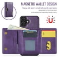 thumbnail image 6 of ELEHOLD Case for iPhone 16 Plus, Magnetic 2 in 1 Detachable Leather Wallet Case with Card Holder & Stand,Purple, 6 of 6